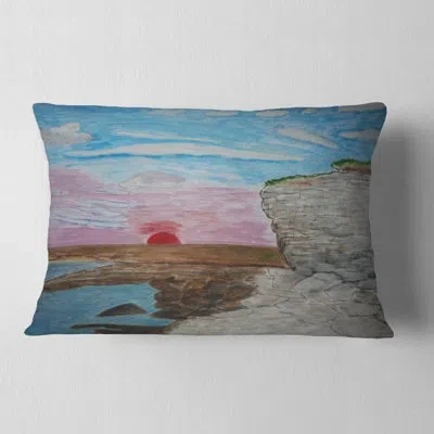 Design Art Sunset Seashore - Sea & Shore Printed Throw Pillow