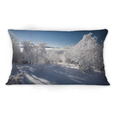 Design Art Sunshine Through Snowy Winterlandscape I - Cabin & Lodge Printed Throw Pillow