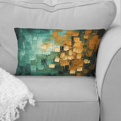 Design Art Superior Sun Abstract Ocean Blue And Gold I - Abstract Painting Printed Throw Pillow In Blue;gold