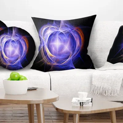 Design Art Supernova Explosion Blue - Abstract Printed Pillow In Purple,black