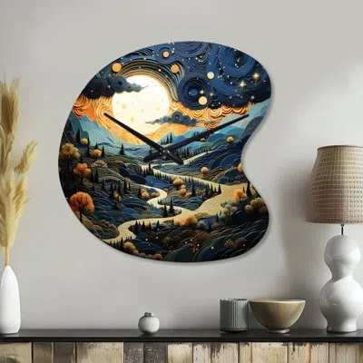 Design Art Surrealism Dreamscapes River Ii - Drop Shape Yellow Wall Clock Sculpture