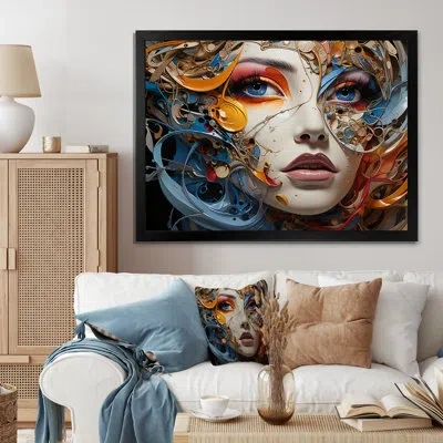 Design Art Surrealism Fragmented Realities Portrait Ii On Canvas Print In Black Picture Framed
