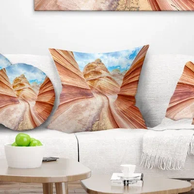 Design Art Swirling Dune Sandstones - Landscape Printed Throw Pillow