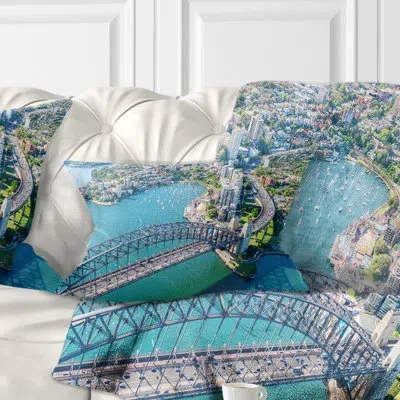 Design Art Sydney Aerial View - Cityscape Printed Throw Pillow