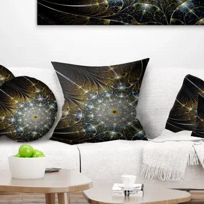 Design Art Symmetrical Brown Fractal Flower - Abstract Printed Pillow