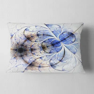 Design Art Symmetrical Gold Blue Fractal Flower - Abstract Printed Throw Pillow