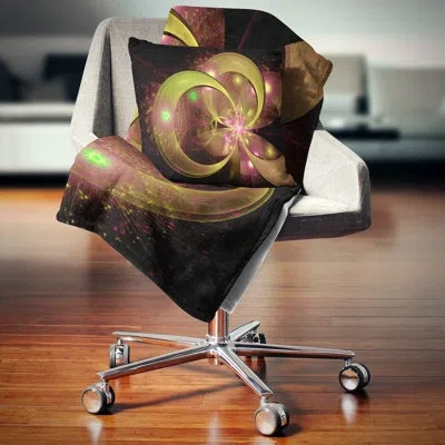 Design Art Symmetrical Green Fractal Flower - Abstract Printed Throw Pillow