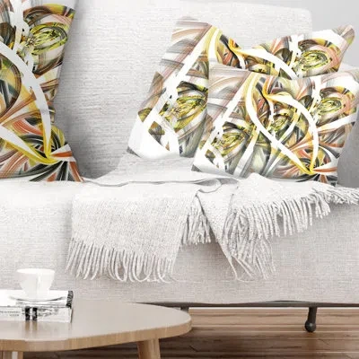 Design Art Symmetrical Spiral Fractal Flowers - Abstract Printed Throw Pillow