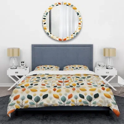 Design Art Symmetry - Abstract Duvet Cover Set In Beige;teal