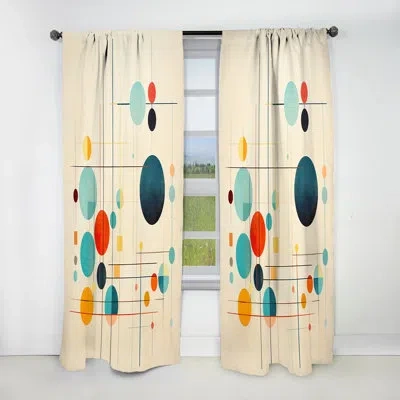 Design Art Syncronicities Midcentury Elegant Retro Art - Abstract Blackout Curtain - 1 Panel In Blue