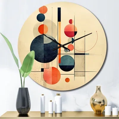 Design Art Syncronicities Midcentury Elegant Retro Art Vi Metal Wall Clock In Blue