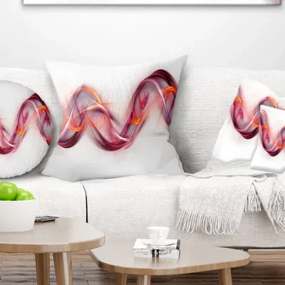 Design Art Tangled Waves - Abstract Printed Pillow In White,pink