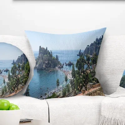 Design Art Taormina Island Panoramic View - Landscape Printed Pillow