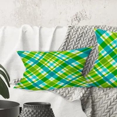 Design Art Tartan Geometrical Texture Ii - Mid-century Modern Printed Throw Pillow