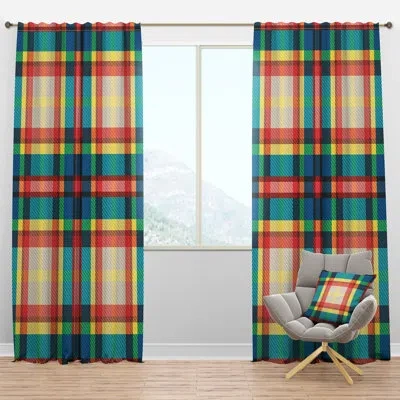 Design Art Tartan Geometrical Texture Iii - Geometric Curtain - Velvet Room Darkening - 1 Panel