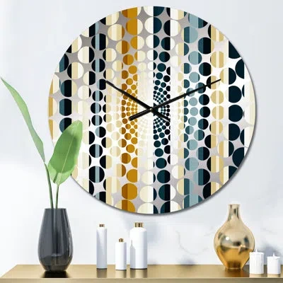 Design Art Teal And Brown Classic Pinstripe Pattern - Striped  Wall Clock In Brown;teal