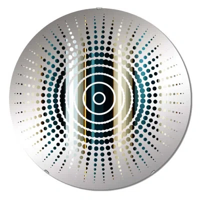 Design Art Teal And Gold Elegant Striped Pattern - Sun Circles Wall Mirror In Gold;teal