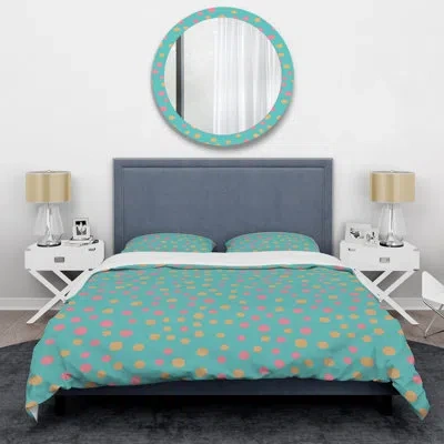 Design Art Teal Blue/pink Microfiber 3 Piece Duvet Cover Set In Teal Blue,pink