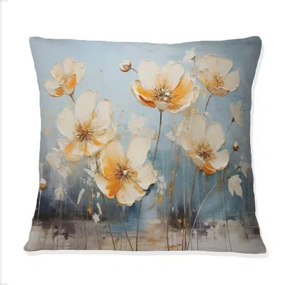 Design Art Teal Buttercups Romantic Impression - Buttercups Printed Throw Pillow In Green