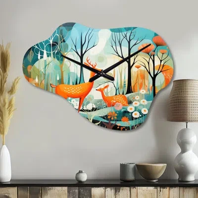 Design Art Teal Mid Century Mod Nature - Asymmetrical Midcentury Modern Metal Wall Clock, Cloud Metal Clock Pri