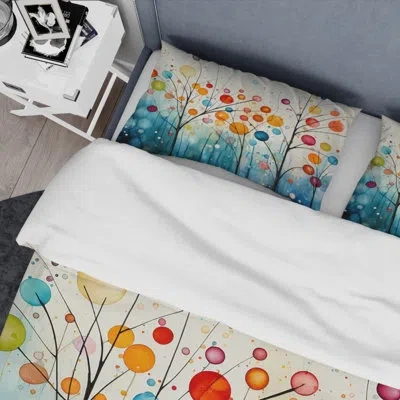 Design Art Teal Mid Century Retro Reflections - Abstract Midcentury Duvet Cover Set - Microfiber Polyester In Orange;teal