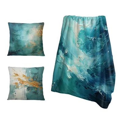 Design Art Teal Oasis I - Abstract Landscapes With For Couch In White;teal