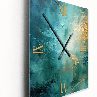 Design Art Teal Oasis Iii - Landscapes  Metal Wall Clock