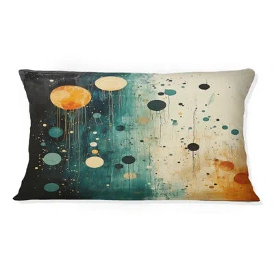 Design Art Teal Orange Mid Century Minimalist Oasis I - Minimalism Printed Throw Pillow In Green;orange