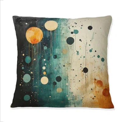Design Art Teal Orange Mid Century Minimalist Oasis I - Minimalism Printed Throw Pillow In Orange;teal