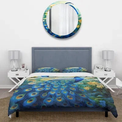 Design Art Teal Peacock Symbolist - Peacock Duvet Cover Set - Microfiber Polyester