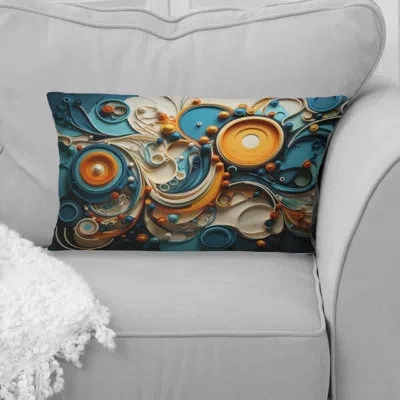 Design Art Teal Yellow Abstract Fractal Collage Melodies Ii - Fractals Printed Throw Pillow In Green;yellow