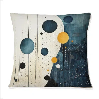 Design Art Teal Yellow Mid Century Minimalist Rain I - Minimalism Printed Throw Pillow In Green;yellow