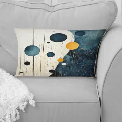 Design Art Teal Yellow Mid Century Minimalist Rain I - Minimalism Printed Throw Pillow In Green;yellow