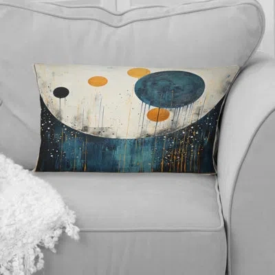 Design Art Teal Yellow Mid Century Minimalist Rain Ii - Minimalism Printed Throw Pillow In Green;yellow