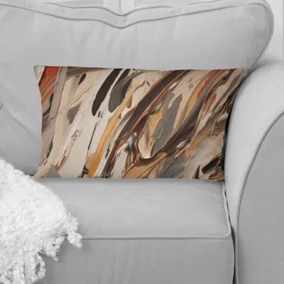 Design Art Terracotta Bliss Texture Abstract Vi - Abstract Painting Printed Throw Pillow In Brown;white