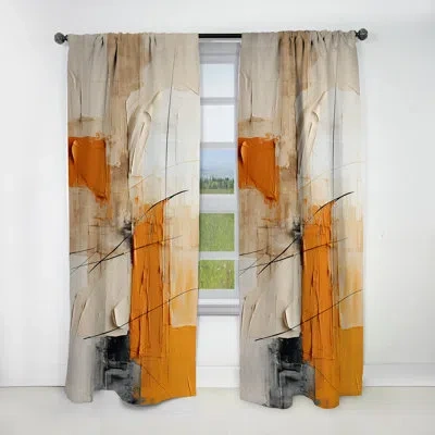 Design Art Textile Symphony Ii - Abstract Collages Blackout Abstract Curtain - 1 Panel In Beige;yellow