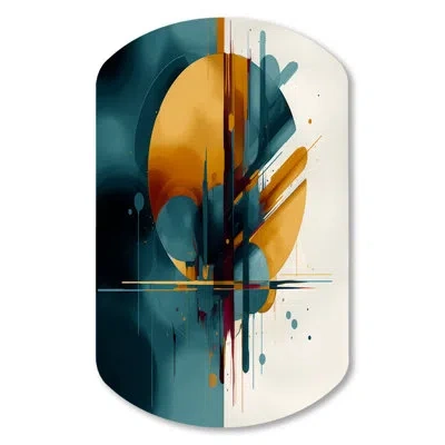 Design Art The Geometry Of Light I - Asymmetrical Abstract Geometric Metal Wall Decor, Cylinder Metal Wall Scul In Green;yellow