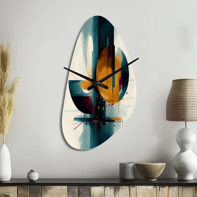 Design Art The Geometry Of Light Iii - Geometric Irregular Shape Metal Wall Clock, Modern Asymmetrical Wall Clo In Yellow