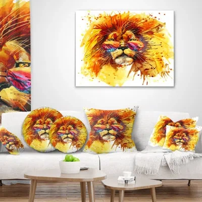 Design Art The King Watching - Animal Printed Throw Pillow