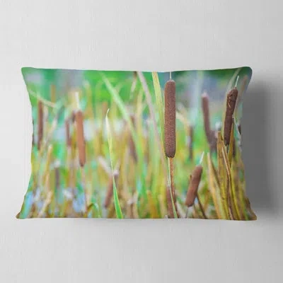 Design Art The Reeds - Landscape Printed Throw Pillow In Green