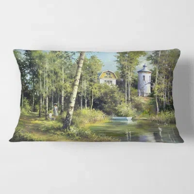 Design Art The Wood River On A Decline By The Castle Rectangular Pillow Cover & Insert