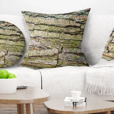Design Art Thick Tree Skin Close Up - Floral Printed Pillow In Blue;black;brown;green;red;yellow