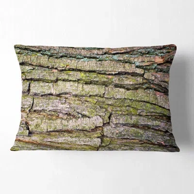 Design Art Thick Tree Skin Close Up - Floral Printed Throw Pillow