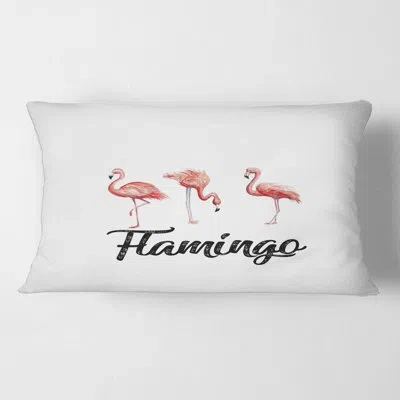 Design Art Three Flamingos - Farmhouse Printed Throw Pillow