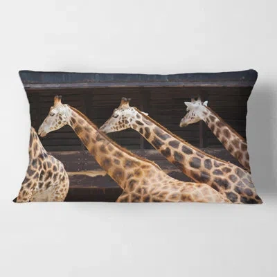 Design Art Three Giraffes Running Rectangular Pillow Cover & Insert