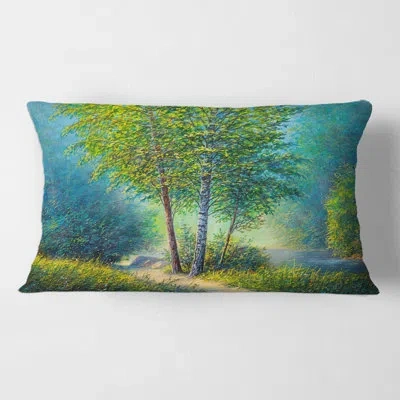 Design Art Three Vibrant Trees By The River Rectangular Pillow Cover & Insert