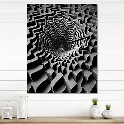Design Art Through The Rabbit Hole Black White Maze I - Modern Geometric Wall Clock In Black;white