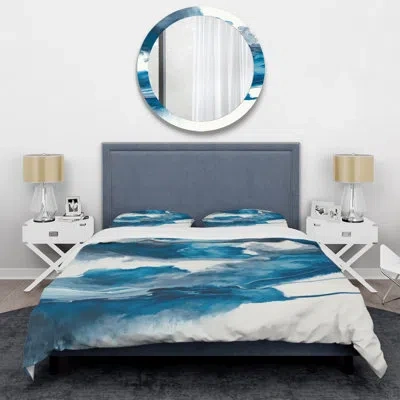Design Art Through The Sapphire Blue Clouds V Beddingmicrofiber / Polyester Duvet Cover Set In Blue;gray