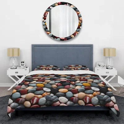 Design Art Timeless Meditation Stone Pattern Bedding In Gray;red