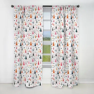 Design Art Tiny Triangles Pattern In Light Pink - Abstract Geometric Blackout Curtain - 1 Panels In Pink;orange
